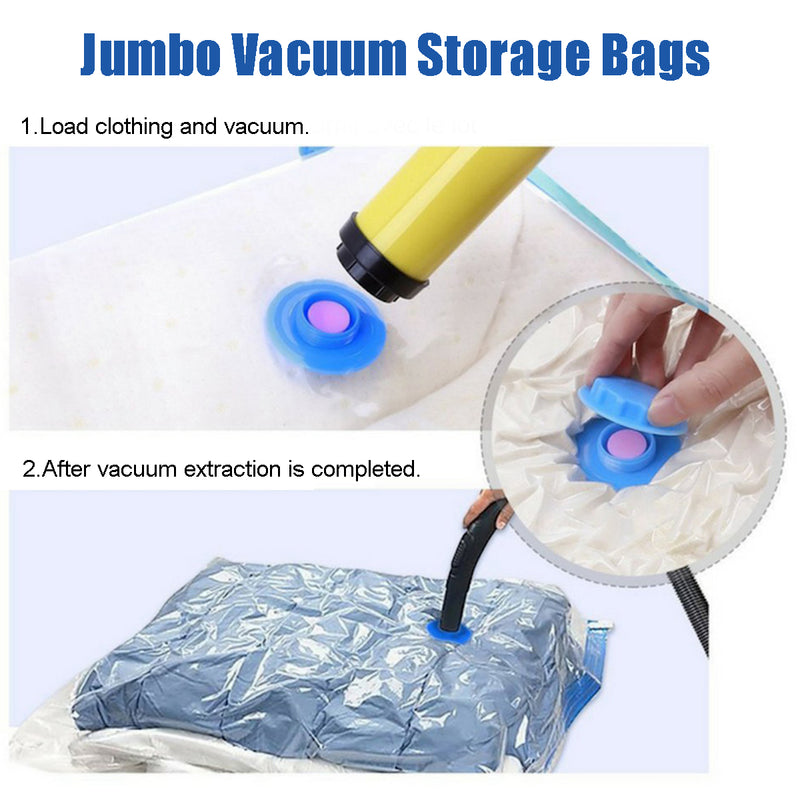 8Pack Vacuum Space Storage Saver Bags and Travel Hand Pump Organize Store Replacement Accessories
