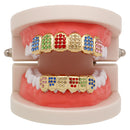 Punk Geometric Colorful Rhinestone Braces Clown Grillz Diamond Gold Braces Teeth Jewelry