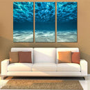 Miico Hand Painted Three Combination Decorative Paintings Light Blue Seawater Wall Art For Home Decoration