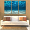 Miico Hand Painted Three Combination Decorative Paintings Light Blue Seawater Wall Art For Home Decoration