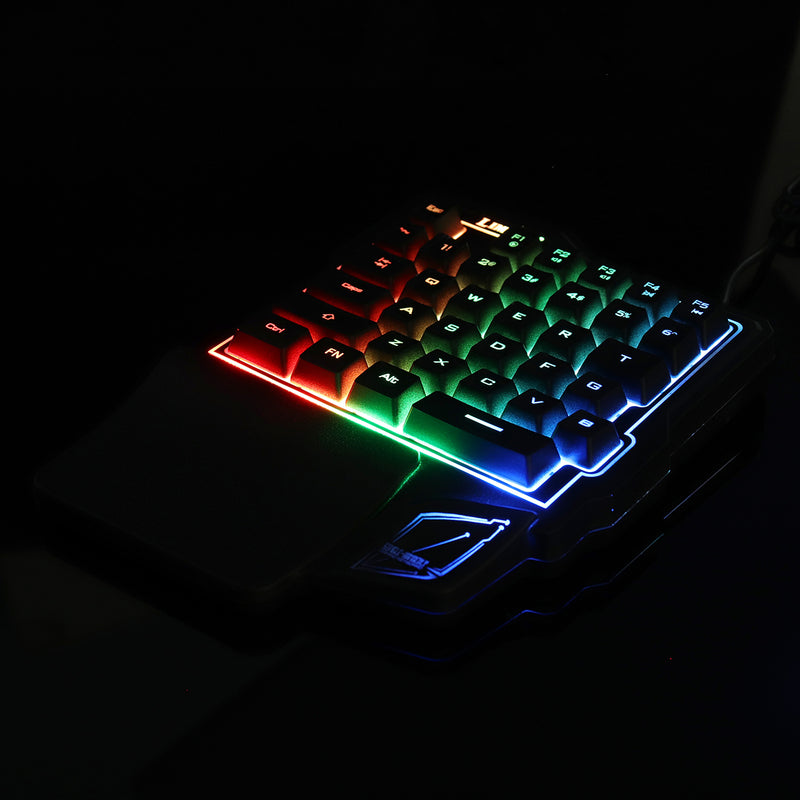 GK103 35 Keys LED Backlight Wired Single Hand Gaming Keyboard with Ergonomic Support Mechanical Feeling For PUBG and LOL Game