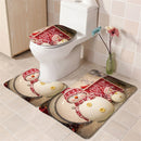 4Pcs Christmas Bathroom Non-Slip Rug+Lid Toilet Covers Bath Mat+Shower Curtain