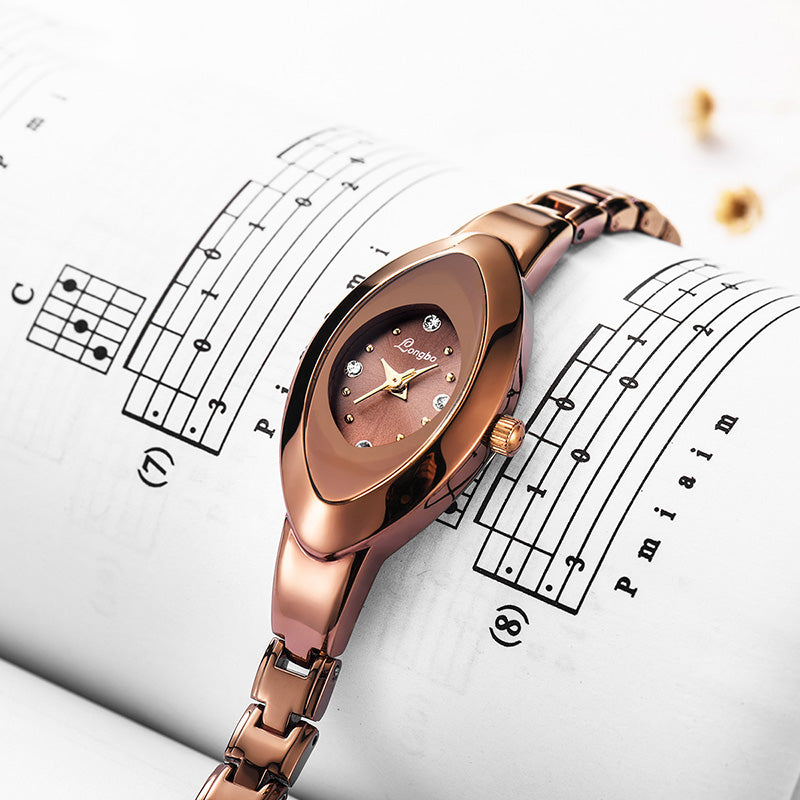 LONGBO 80460 Simple Crystal Dial Waterproof Elegant Crown Fashion Ladies Dress Women Full Steel Quartz Watch