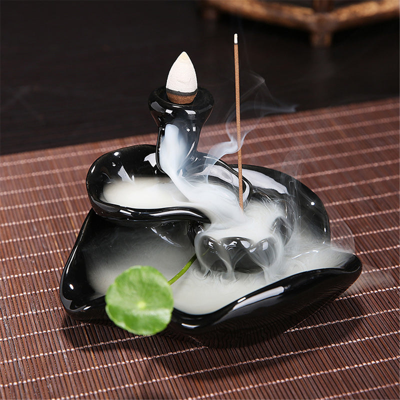 6 Style Buddhist Incense Burner Smoke Backflow Ceramic Glaze Censer Cone Holder