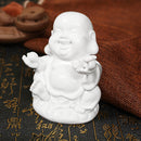 Peace Sign Laughing Hotai Statue Happy Sitting Hotai White Gloss Home Decorations