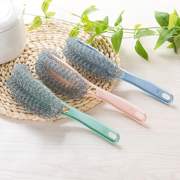 KCASA KC-CS03 Long Handle Pot Dish Bowl Steel Ball Brush Steel Wire Cleaning Dish Washing Brush