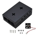 Black/Silver Aluminum Alloy Case Protective Metal Enclosure with Cooling Fan For Raspberry Pi 4