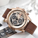 BAGARI 1802P Fashion Men Watch 3ATM Waterproof Week Display Leather Strap Quartz Watch