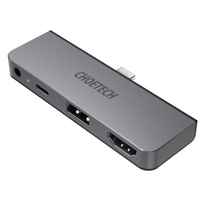 CHOETECH USB-C Hub Docking Station Adapter with USB 2.0/4K@60Hz HD Video Output Display/3.5mm Audio Jack/60W PD Charging Port