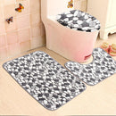 3Pcs Stone Pattern Washable Anti-Slip Soft Bathroom Pedestal Rug Toilet Lid Cover Bathroom Floor Mat Set