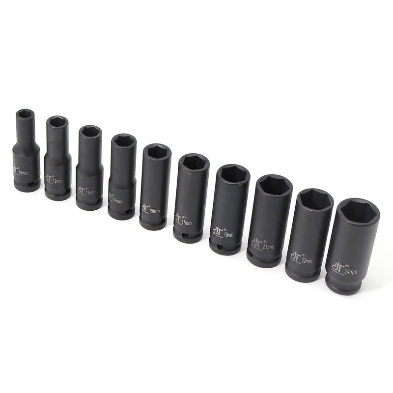 10pcs 1/2 inch Drive Deep Impact Metric Socket Set 10-24mm Air Garage Socket Wrench Tool