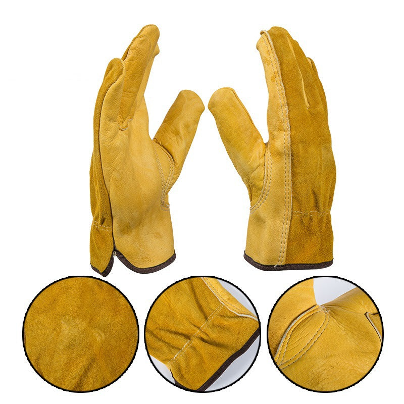 1Pair Leather Gloves Working Protection Gloves Security Garden Labor Gloves Wear Safety Tools