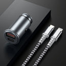 DUX DUCIS B50 30W 5A QC3.0 PD3.0 Mini Dual Port Smart Fast Charging Car Charger with Data Cable