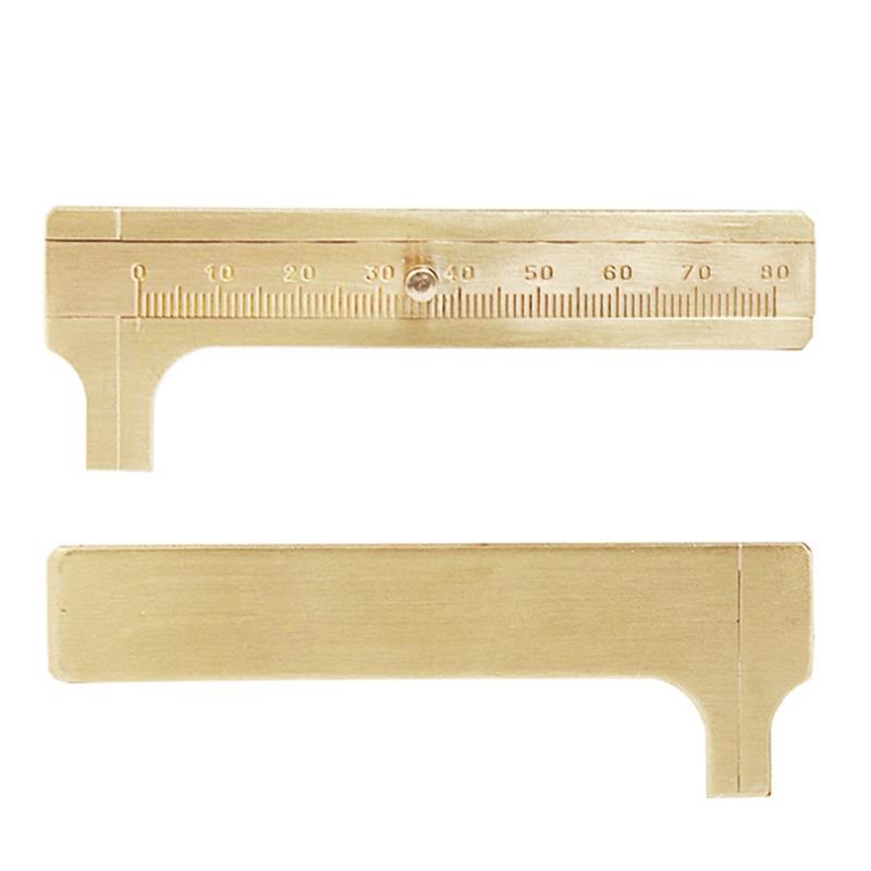 Pocket 12cm/80mm Mini Brass Sliding Ruler Gauge Vernier Calip Metal Copper Brass Straight Ruler Metal Calipers Gauge Micrometer Bead Wires Jewelry Measuring Tools Office School Supplies
