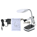 90mm Diameter Magnifier With LED Light Magnifier Soldering Helping Hand  Alligator Clip Stand
