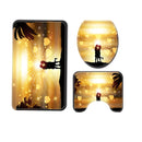 Honana 4PCS Bathroom Waterproof Shower Curtain Bathroom Toilet Seat Cover Pedestal Rug Bath Mat Bathroom Decoration