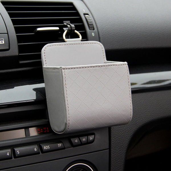 Car Supplies Air Outlet Storage Bag Car Leather Multi-function Compartment Air Outlet Mobile Phone Holder Storage Box Bag
