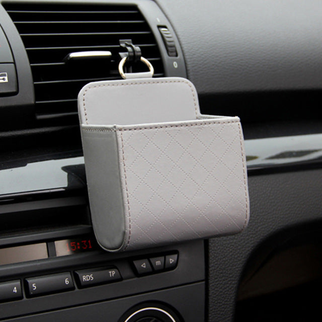 Car Supplies Air Outlet Storage Bag Car Leather Multi-function Compartment Air Outlet Mobile Phone Holder Storage Box Bag