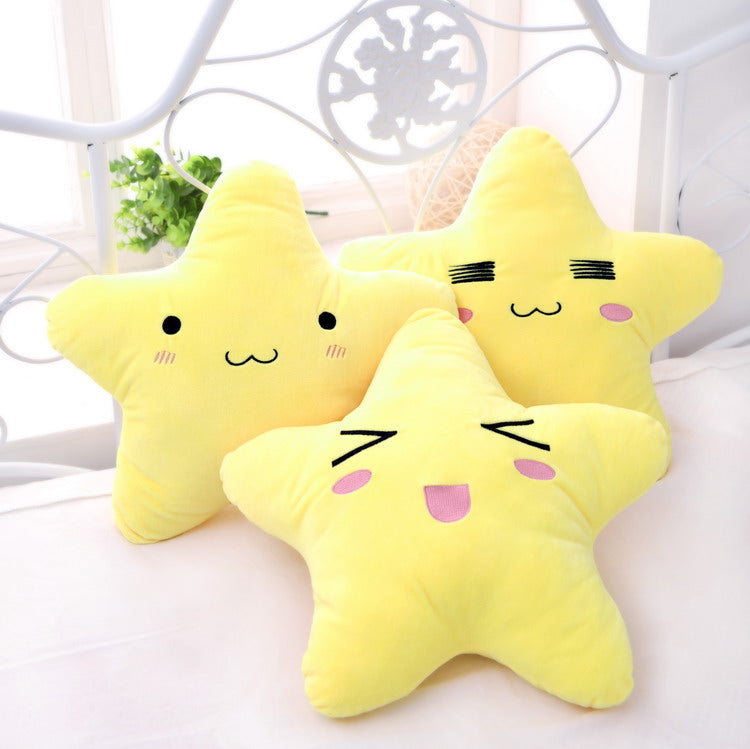 Cotton Cute Cartoon Star Expression Shape Throw Pillow Plush Sofa Bed Car Office Cushion