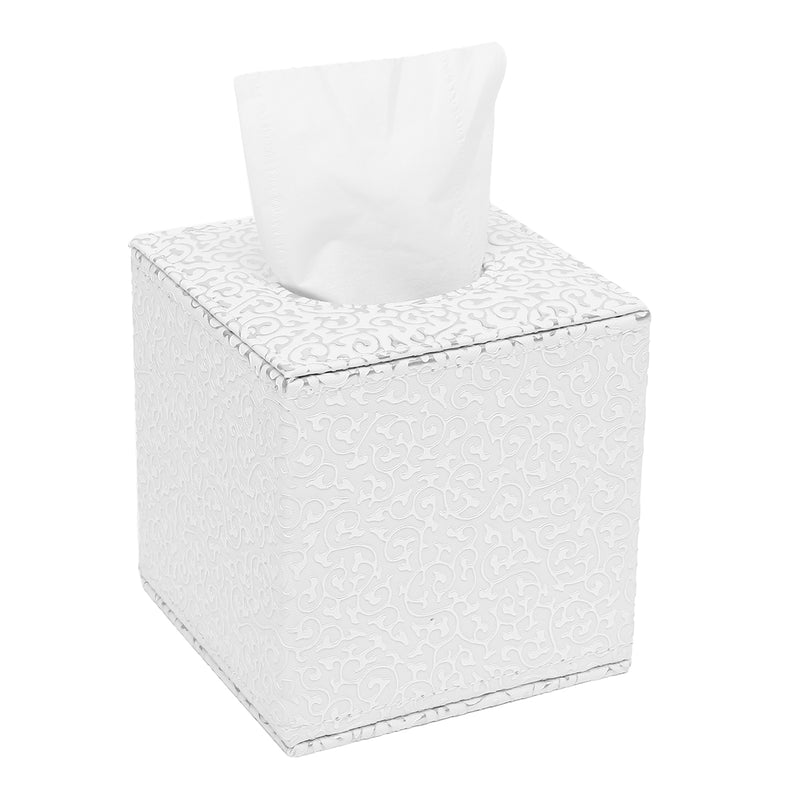 Square PU Leather Tissue Box Toilet Holder Cover Paper Case Home Decor Silver