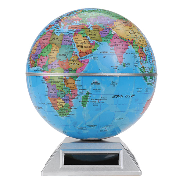 Solar Automatic Rotating Globe Decorative Desktop Earth Geography World Globe Base World Map Education Gift w/ Base