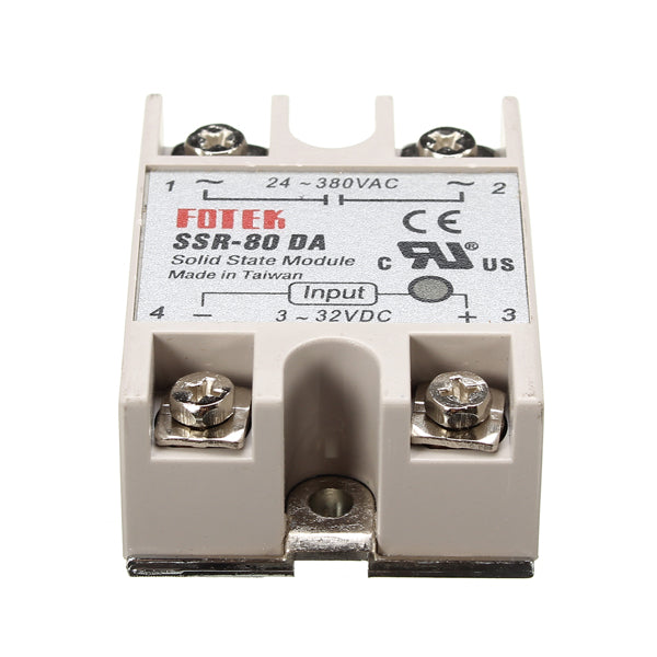 80A SSR-80DA Solid State Relay Module DC To AC 24V-380V Output