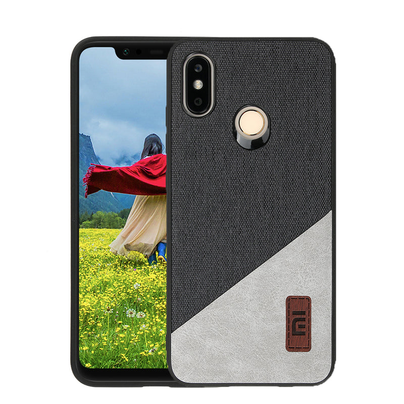 Bakeey Luxury Fabric Splice Soft Silicone Edge Shockproof Protective Case For Xiaomi Mi8 Mi 8
