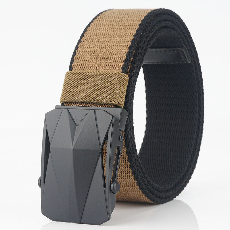 120cm AWMN BO03 Punch Free Roller Buckle Canvas Tactical Belt For Outdoor Camping Hunting Waistband
