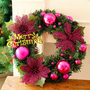 30cm Christmas Wreath Dense Pine Needles Merry Christmas Letters Rattan Door Wreath Decorations