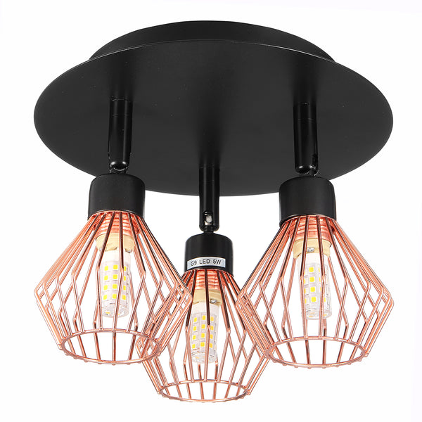3 Way Ceiling light Modern G9 Copper Cage industrial Pendant Lamp Shade Spotlight Home Decorations