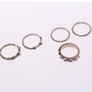 Rose Gold Stackable Ring Set Metal Geometric Rhinestone Inlay Ring