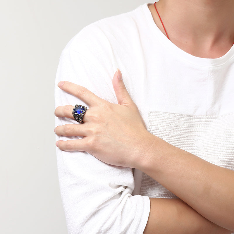 Cool Punk Dragon Claw Zircon Ring Stainless Steel High Polished Ring Halloween Jewelry