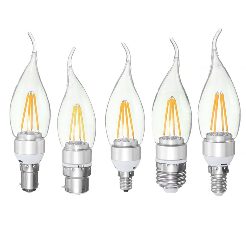 E27 E14 E12 B22 B15 4W Silver Pull Tail Incandescent Light Lamp Bulb Non-Dimmable 110V