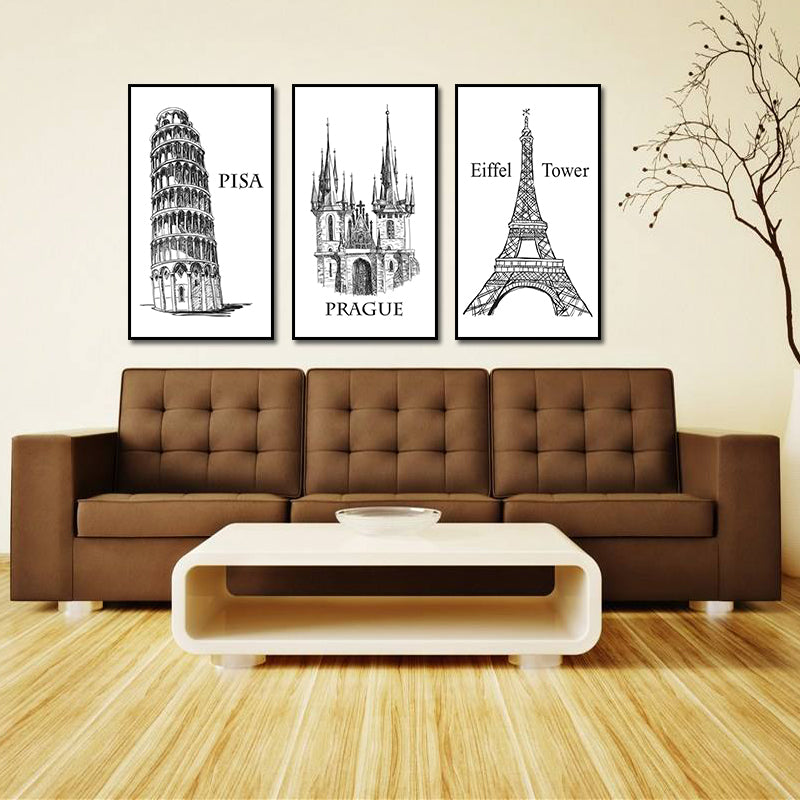 Miico ALTB-A Hand Painted Three Combination Decorative Paintings Architecture Wall Art For Home Decoration