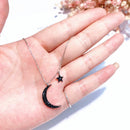 Elegant Pendant Necklace Moon Star Asymmetric Chain Charm Necklace Ethnic Jewelry for Women