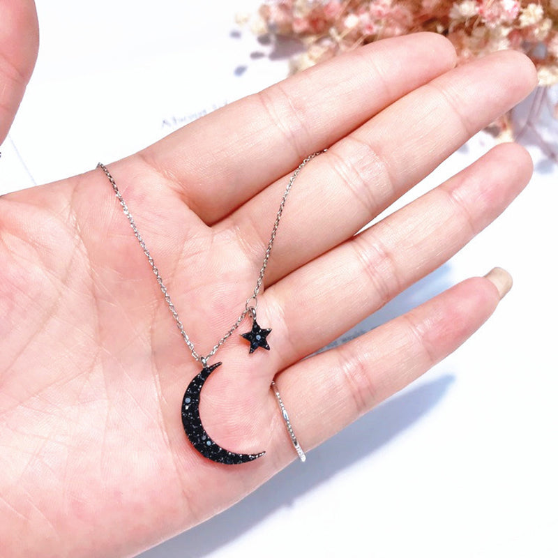 Elegant Pendant Necklace Moon Star Asymmetric Chain Charm Necklace Ethnic Jewelry for Women