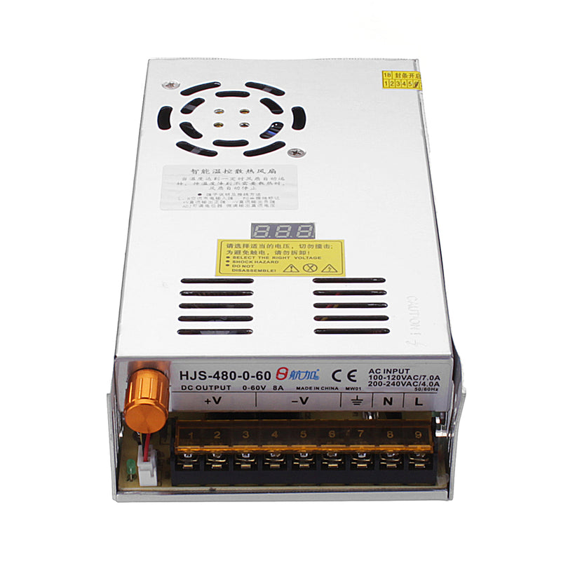 AC 110/220V to DC 0-60V 8A 480W Adjustable Regulated Switch Power Supply Driver Transformer W/ LCD Display for LED Strips