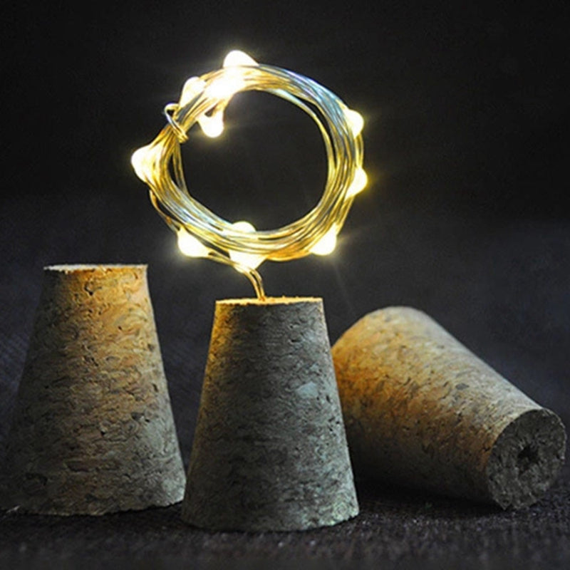 LUSTREON Waterproof Timer Setting Copper Wire 20LED Cork Bottle String Light for Bar Home Christmas Party