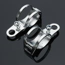 4pcs Chrome Motorcycle Front Rear Turn Signal Holder Fork Clamps Shock Bracket Cafe Racer