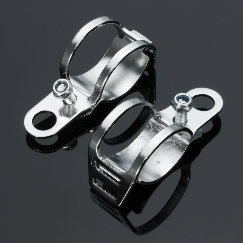 4pcs Chrome Motorcycle Front Rear Turn Signal Holder Fork Clamps Shock Bracket Cafe Racer