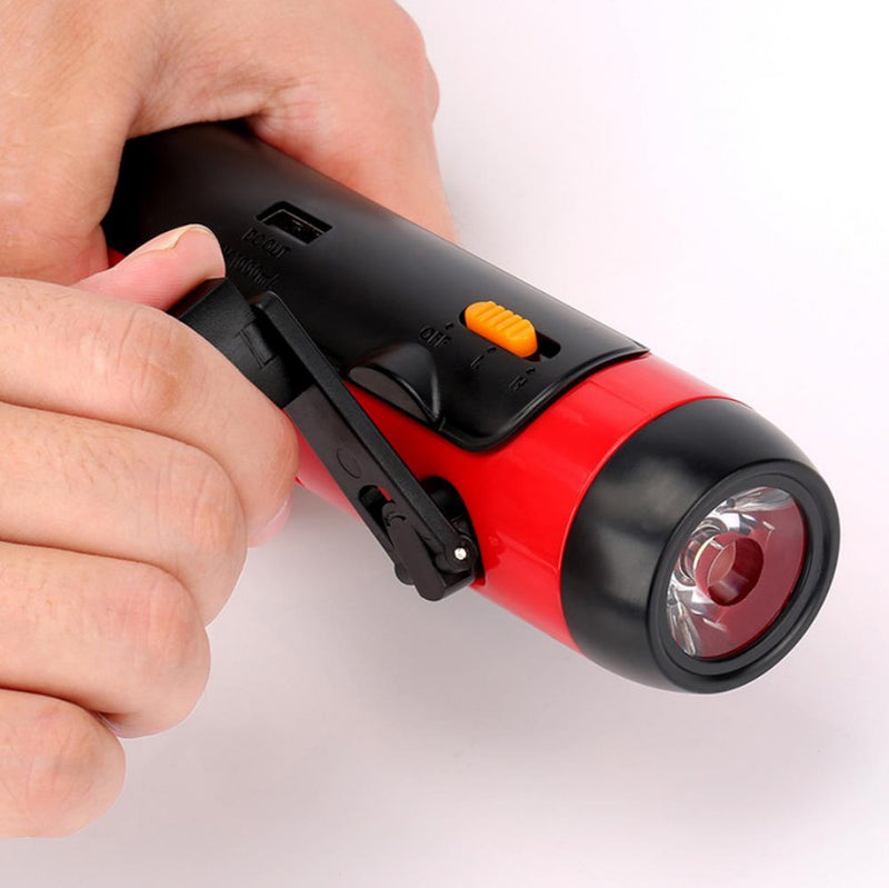 New Version Outdoor Multi-function Flashlight Hand-cranked Power Generation Power Bank FM Radio