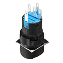 Machifit LAY16-11 DC 12V 16mm Momentary Switch 6 Pin Push Button Swith Blue
