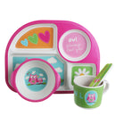 5 Style Bamboo Fiber Colorful Kids Meal Set Feeding Tools Plate Cup Spoon Fork Kid Bowl