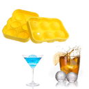 KCASA KC-IT02 6 Holes Large Ball Shape Silicone Ice Cube Sphere Whiskey Cocktail Ice Mold Tray
