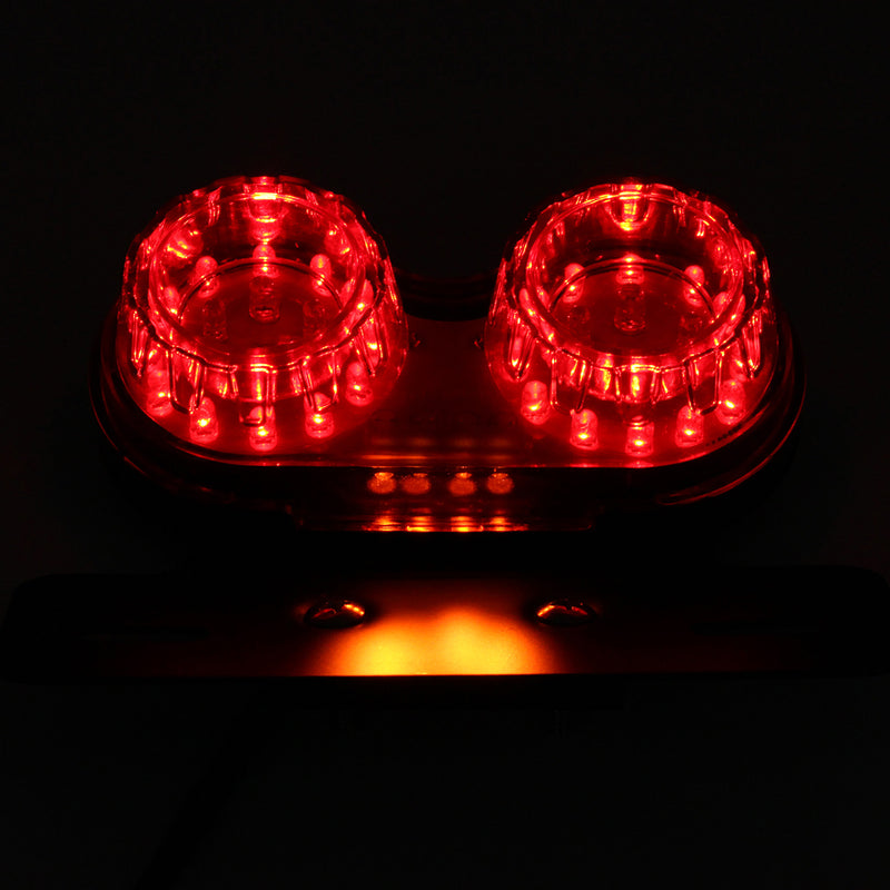 LED License Plate Brake Tail Turn Signal Dual Light For Motorcycle Bobber Cafe