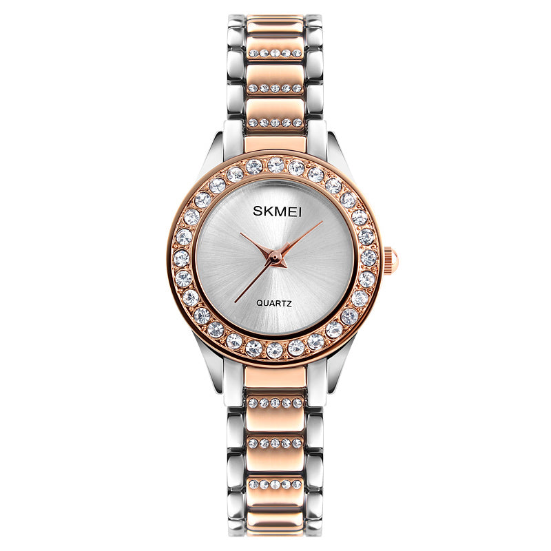 SKMEI 1262 Waterproof Ladies Wrist Watch Stainless Steel Strap Gift Quartz Watch