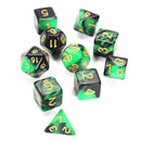10 Pcs Night Elf Green RPG Polyhedral Dice Sets with Pouches