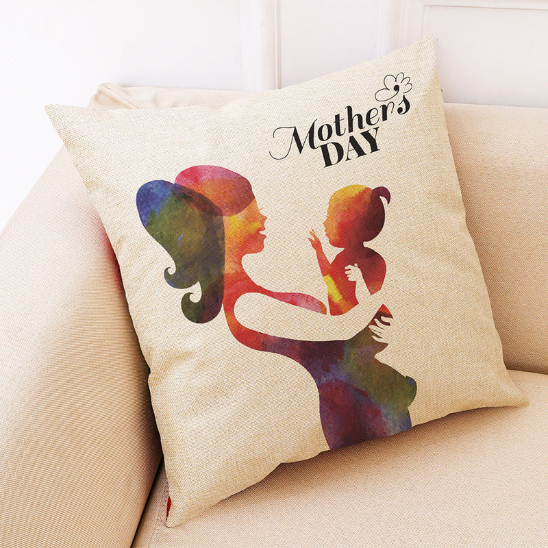 Honana Mother's Day Pattern Cotton Linen Throw Pillow Cushion Cover Car Home Sofa Decor