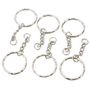 50Pcs 55mm Keyring Blanks Silver Tone Keychain Key Fob Split Rings 4 Link Chain