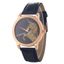 DEFFRUN Fashion Childlike Watch Leather Band Unicorn Pattern Casual Men Quartz Watch